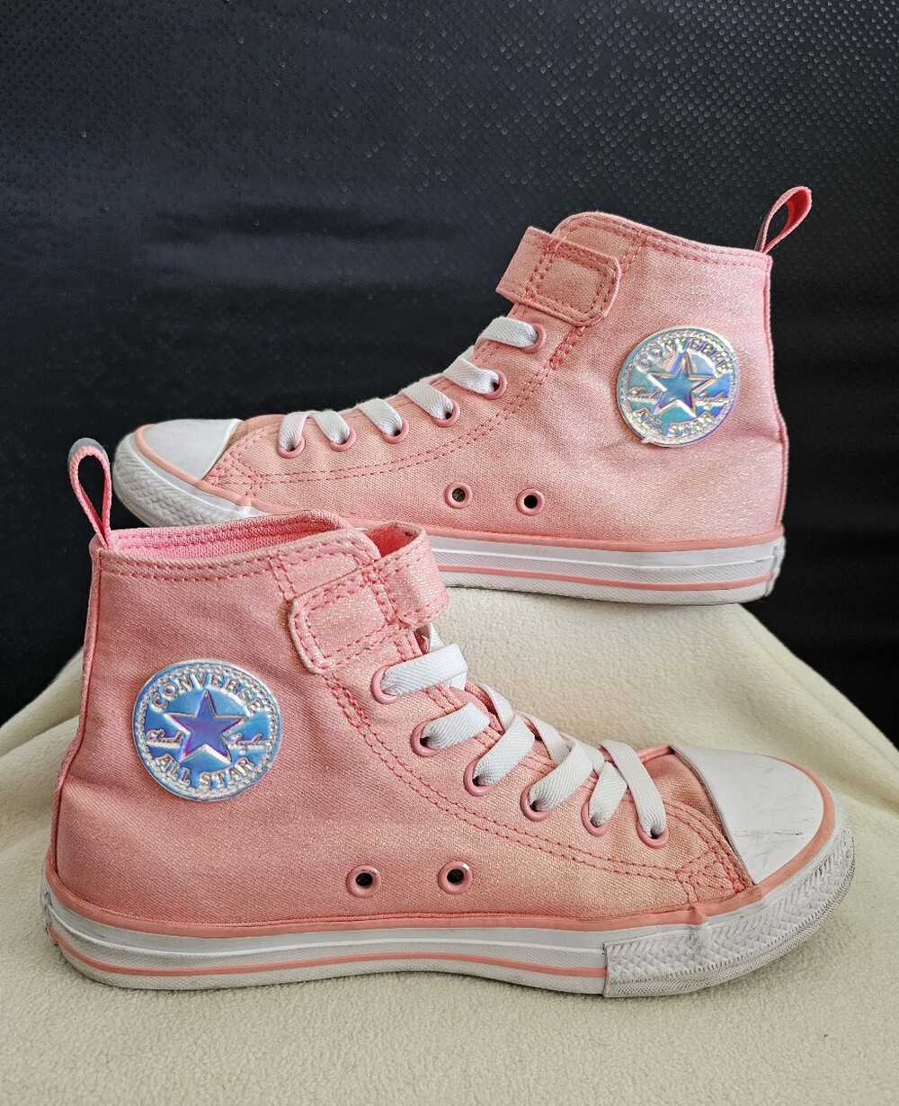 CONVERSE kids 1V Easy On-and-Off Law Flamingo Color Shimmering/glittery Pink Sz3